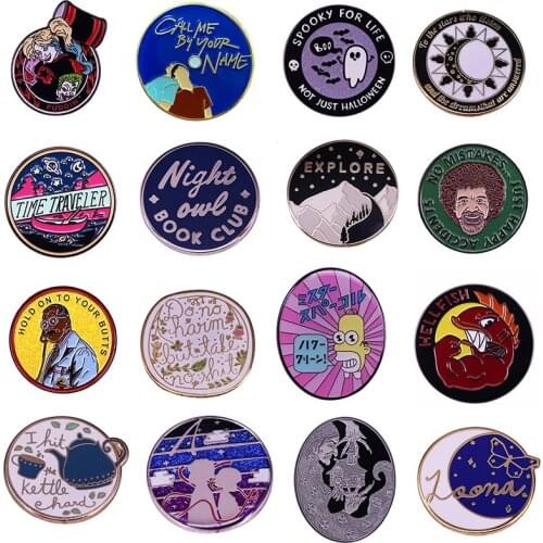 Creativity Anime Ghost Hard Enamel Pins Funny TV Movies Novel Brooches Women Men Lapel Badges Backpack Collar Fashion Jewelry