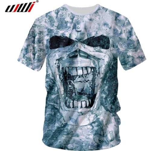 UJWI Casual Mens O-Neck T-shirts Fashion Mens Tops 3D Print Horror Graffiti Ghost Short Sleeve Summer Tops Tees Cool Funny