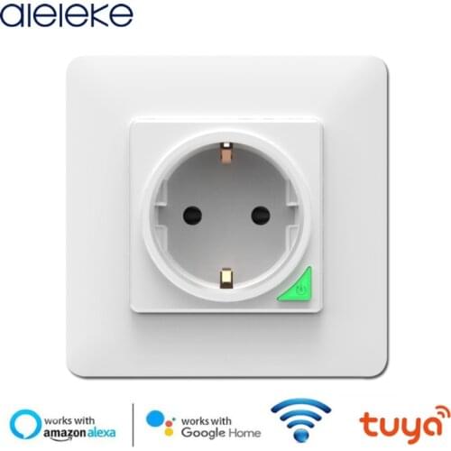 Smart Wall Socket，Tuya Smart life APP Voice Remote Control EU 16A Wifi Power Plug Works With Google Home Alexa IFTTT