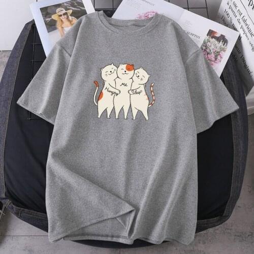 High Quality Lady Clothing Casual O-neck Lovely Cats T-shirts Woman Fashion Harajuku Short Sleeve Tops Shirt Leisure K-pop Tees
