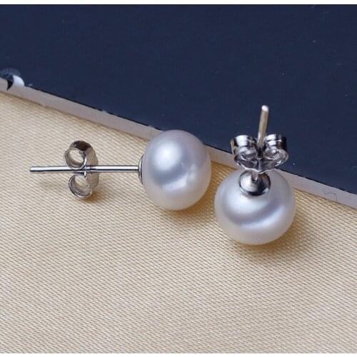 White Freshwater Pearl Earrings For Women 925 Sterling Silver Jewelry Stud Earrings Prevent allergy Jewelry eh1126