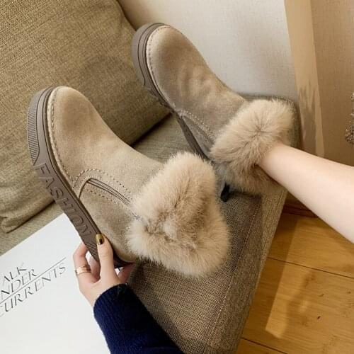 2019 New Zapatos Mujer Winter Boots Women Warm Plus Cashmere Boots Leather Diagonal Zipper Womens New Cotton Ankle Boots U15-18