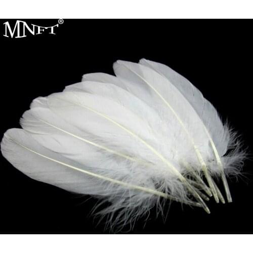 MNFT 10PCS Natural White Goose Feathers Fly Fishing Tying Material 13-20cm