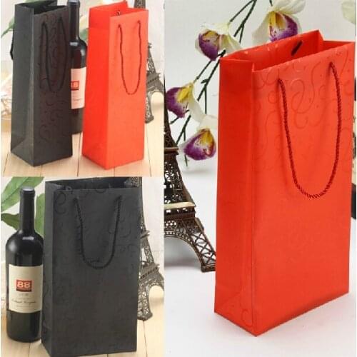 10pcs UV Black Red Gift Cosmetic Packaging Bag Bottle of White and Red Wine Holder for Party Wedding Christmas Decorations