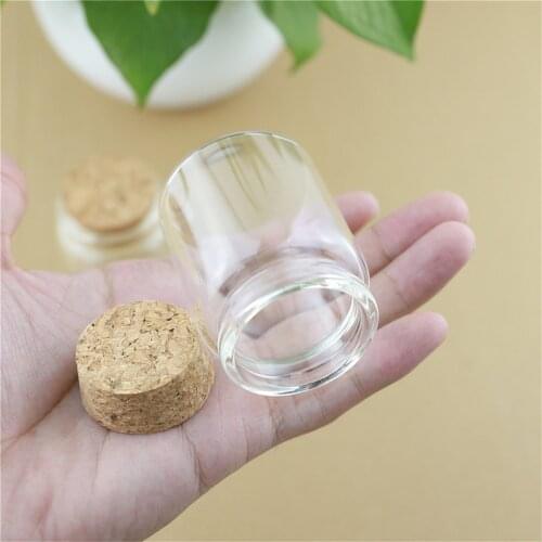 6 Pieces 47*60mm 60ml Cork Glass Bottle Stopper Spicy Storage Jar Bottle Containers Glass spice storage Jars Vials DIY Craft