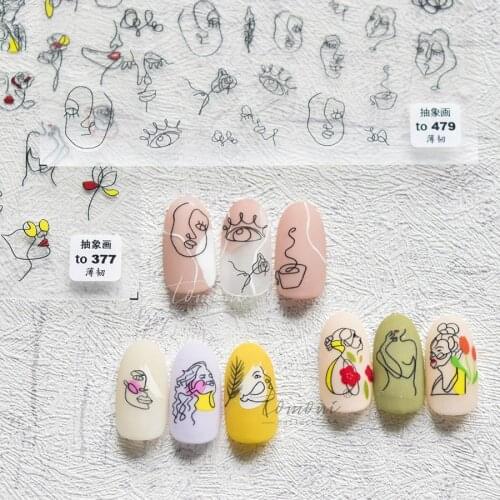 Abstract Image Women Face Nail Stickers Graffiti DIY Design Adhesive Nail Art Decor Foil Slider Manicure Decorations For Nails