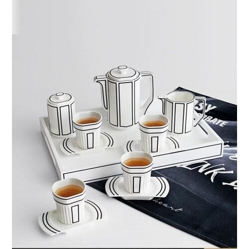 Northern European Tea Set Household High-End Ceramic Creative British Bone China Coffee Set Cup Pot with Tray
