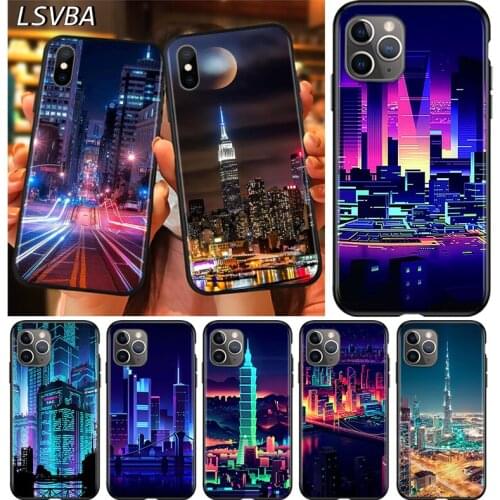 Black Cover New York Nigt View for Apple iPhone 12 Mini 11 XS Pro Max X XR 8 7 6 6S Plus SE 2020 5 5S Phone Case