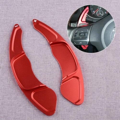 CITALL 1 Pair Car Steering Wheel Shifter Extension Paddles Fit For VW Golf Polo Jetta Scirocco Red Aluminium Alloy