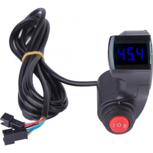 Electric Bicycle Voltmeter Thumb Throttle with LCD Digital Battery Voltage Display and 3 Speed Switch for E-bike Voltmeter