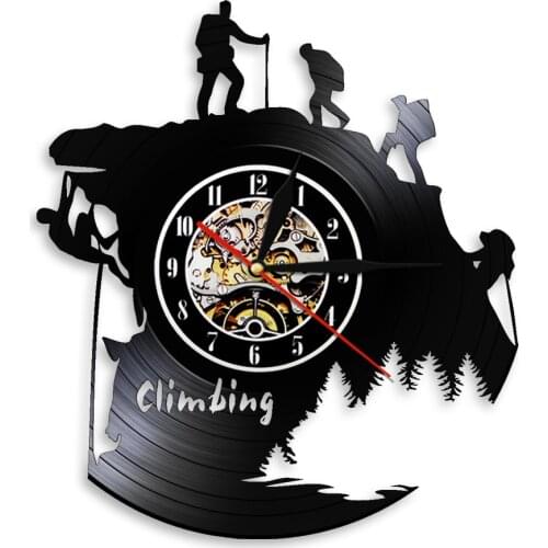Extreme Adventure Sports Rocking Climbing Vinyl Record Wall Clock Mountain Climbing Silent Wall Watch Adventurer Traveler Gift