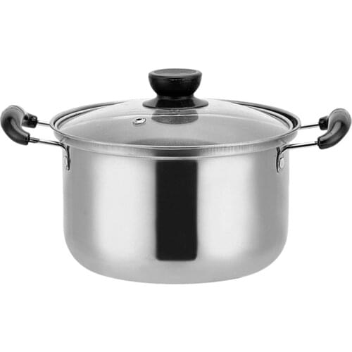 1pc Stainless Steel Soup Pot Multifunctional Pot Practical Hot Pot with Glass Lid