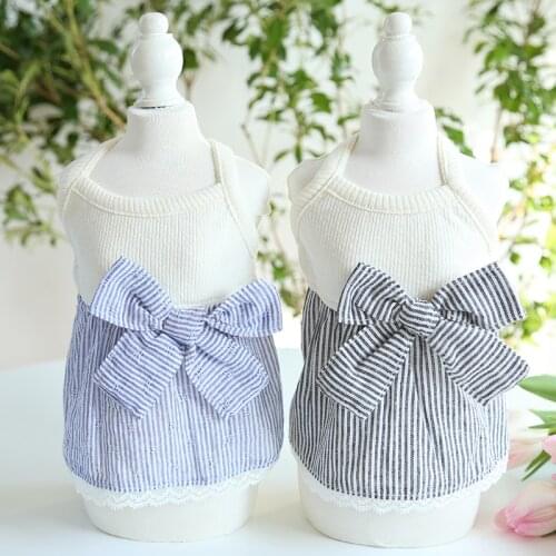 Summer Dog Dress Striped Skirt Cat Puppy Small Dog Clothes Pomeranian Yorkie Poodle Bichon Costume Pet Dresses Skirt Apparel XS