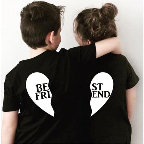 Best Friend Cotton Kids T-shirt Family Matching Outfits T-Shirts Short Sleeve Summer Funny Children Boys Girls Matching T-shirts