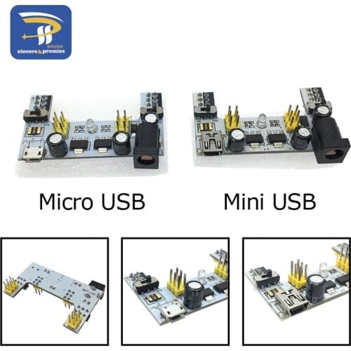 MB102 Mini Micro USB Interface Breadboard Power Supply Module MB-102 Module For Arduino DIY Kit White DC 7-12V 2 Channel Board