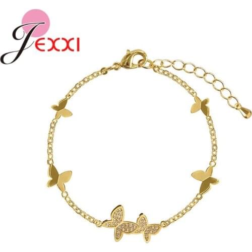 Fashion Zirconia Bracelet Fine Jewelry Simple Wild Sparkling Butterfly Bracelet For Women Girl Birthday Gifts Wholesale Bijoux