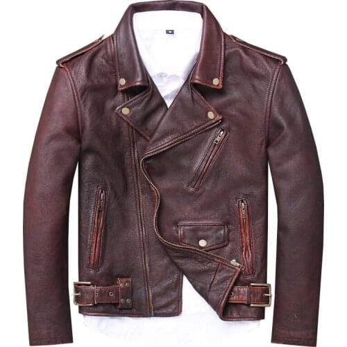 Free shipping.Brand men cowhide Jacket,mens vintage genuine biker jacket.homme plus size Leather coat,sales