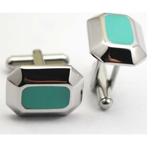 Mens Shirt Cuff Jewelry Free shipping Green Cufflinks Rectangle Design Stainless Steel Material Men Cufflinks wholesale&retail