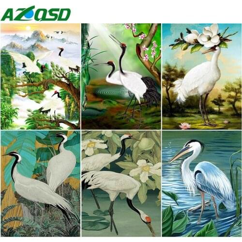 AZQSD 5D Diamond Painting Crane Full Drill Square Handicraft Diamond Embroidery Animal Picture Of Rhinestones Home Decoration
