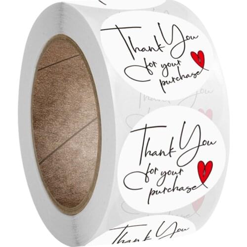 100-500pcs Thank You Sticker Envelope Seal Scrapbook Sticker Pink Heart Cute Round Sticker Stationery Label Stickers