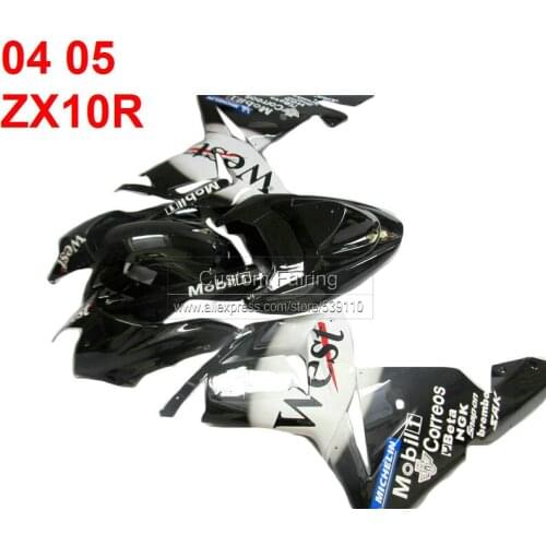 ABS fairings for Kawasaki ZX10R Ninja zx 10r 2005 2004 black WEST sticker 05 04 fairing kit SF93
