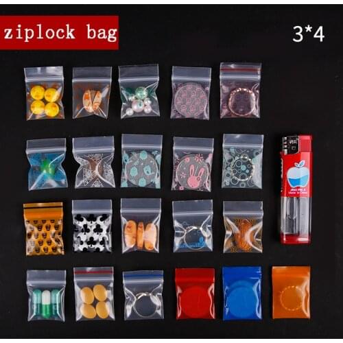 Thick 0.24mm 3X4cm Mini Cute Cheaper Plastic Zipper Print Bags Ziplock Plastic Packaging Pouches Jewelry Candy Pill Pack
