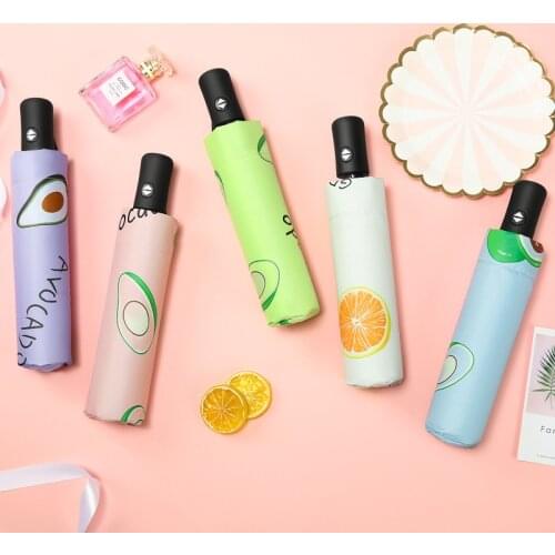 Fully automatic vinyl fruit umbrella multi-color three-fold umbrella sun umbrella anti-ultraviolet umbrella