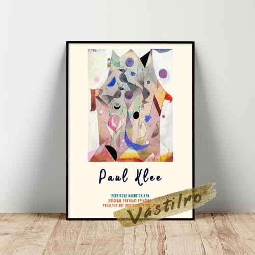 Paul Klee Exhibition Poster, Klee Persische Nachtigallen Wall Picture, Abstract Geometry Portrait Painting, Bedroom Wall Decor