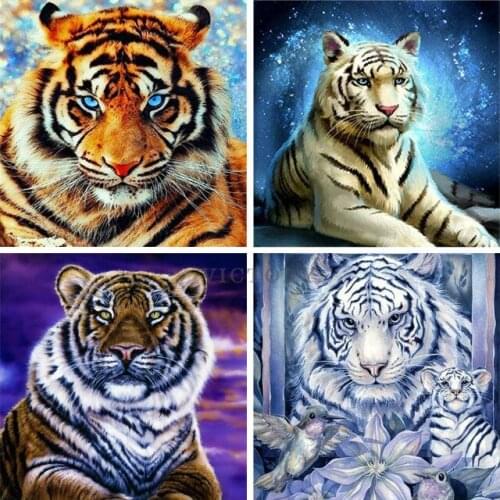 New Tiger Full Square/round Drill 5D Diy Diamond Painting Animals Wall Art 3D Diamond Embroidery Cross Stitch Home Decor Gift