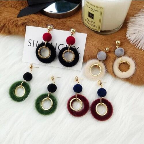 Girls Earrings Fashion Fluffy Simple Hoop Dangle Earrings Stud Drop Earrings