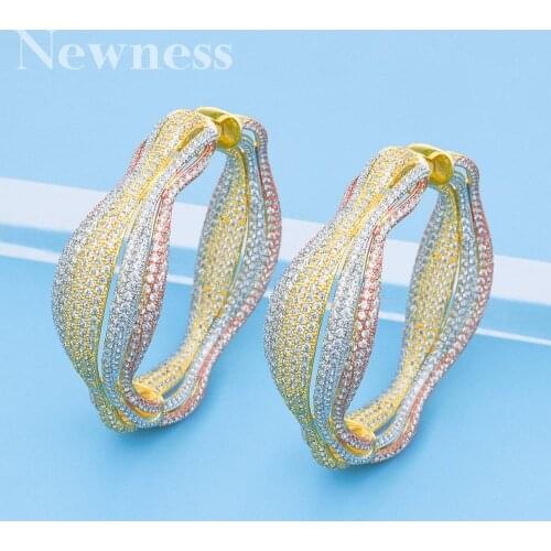 Newness trendy Geometric Circle Hoop Earrings Women Accessories Full Cubic Zirconia Earrings Jewelry pendientes mujer moda