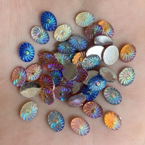 80pcs Mix AB Resin 6*8mm Oval Flatback Rhinestone Child Scrapbook Craft/wedding Garment Accessory W13
