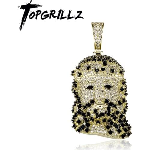 TOPGRILLZ 2021 New Jesus Pendant Necklace With Tennis Chain Iced Out Micro Pave Cubic Zirconia Gold Color Hip Hop Jewelry