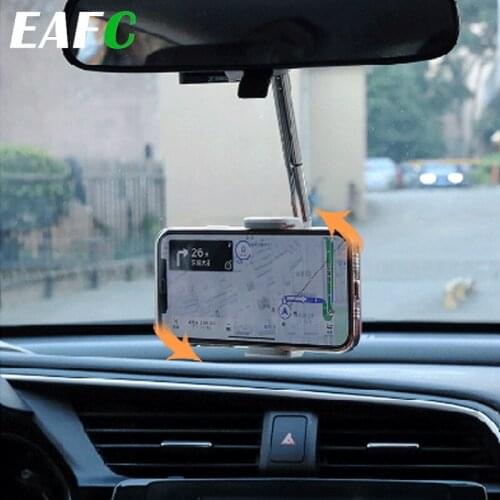 Universal Car Phone Holder 360 Degrees Rotating Car Rearview Mirror Mount GPS Phone Holder Adjustable Support