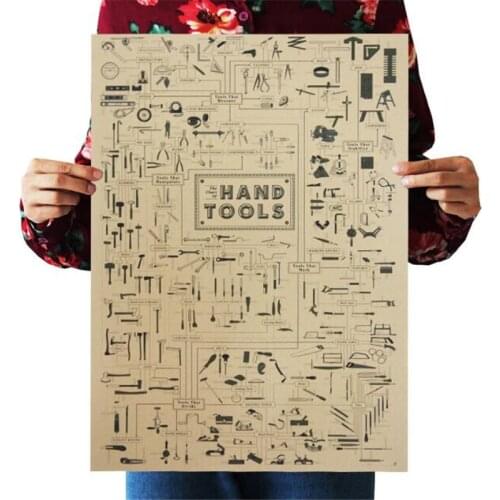 Vintage Hand Tools Poster Room Decoration Stickers Home Decor Collection Painting Kraft Paper Wall Sticker Posters