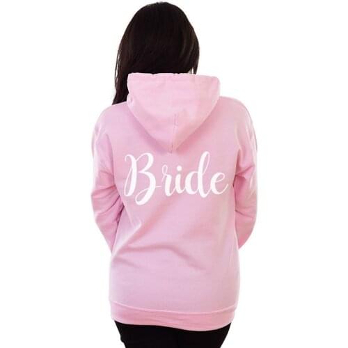 Women Pink Sweatshirt Wedding Long Sleeve Pink Lover Causal Sweatshirts New Arrival Bride Hoodie Party Clothing