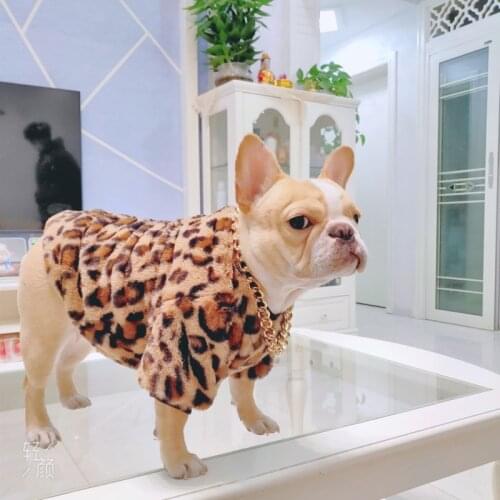 Winter Dog Clothes Leopard Dog Hoodies Outfit Pug French Bulldog Clothing Bulldog Welsh Corgi Shiba Inu Pet Costume Garment Coat
