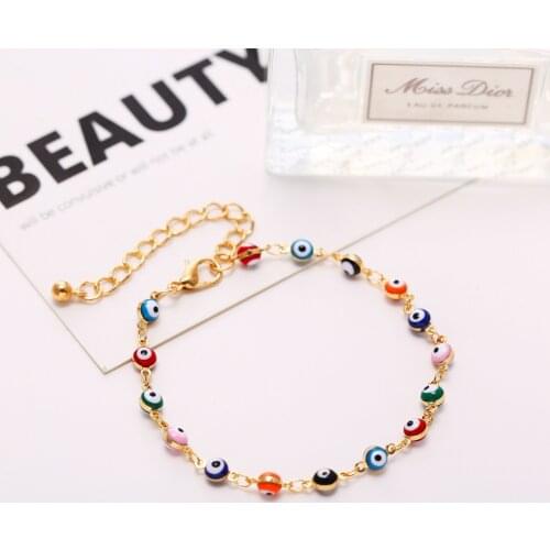 Gold Sliver Color Beads Turkish Eyes Bracelet for Woman Bohemian Beach Brincos Bracelet & Bangle Charm Party Pulseira Masculina
