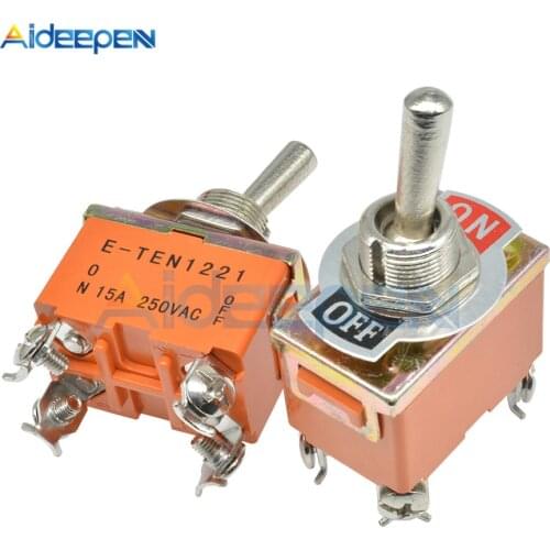1pcs E-TEN1221 4-Pin 4 Terminal ON-OFF 15A 250V AC Toggle Switch Black Waterproof Cap