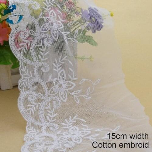10yard 15cm wide Cotton embroid lace edge sewing ribbon guipure trim wedding lace DIY Garment Accessories african doll lace#3961