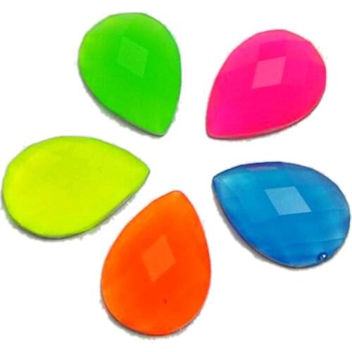 100 Mixed Neon Color Flatback Acrylic Teardrop Rhinestone Gems 10X14mm No Hole