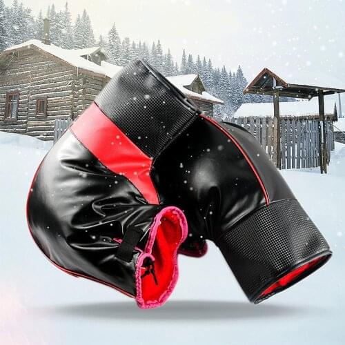 2pcs Winter Cold-proof Thick Warm Leather Windproof Waterproof Electromobile Electric Vehicles Motorcycle Handlebar Glove