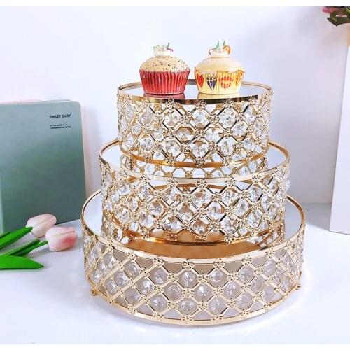 3Pcs Gold Metal Cake Stand Round Wedding Birthday Party Dessert Cupcake Pedestal Display Plate Home Decor