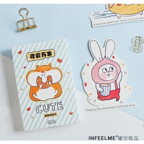 30 Pcs/Set Cute Rabbit Hamster Heteromorphism Postcard Greeting Card Birthday Gift Card Message Card