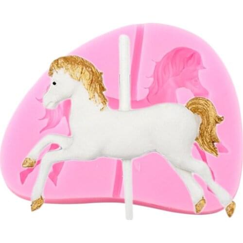 3D Carousel Silicone Mold Baby Birthday Fondant Cake Decorating Tools Chocolate Gumpaste Mould Polymer Clay Candy Resin Moulds