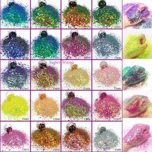500g Wholesale Colorful Hexagon Changing Color Eye Face Crafts Nail Art Chameleon Color Sequins Shift Glitter Chunky Powder
