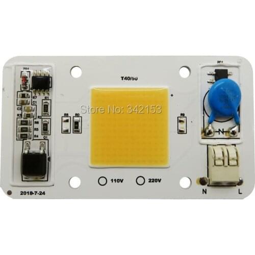 50W AC180-305V Input High Voltage Integrated COB Led Emitter Lights With Solder Connectors 380-840NM 6000K 4000K 10000K 20000K