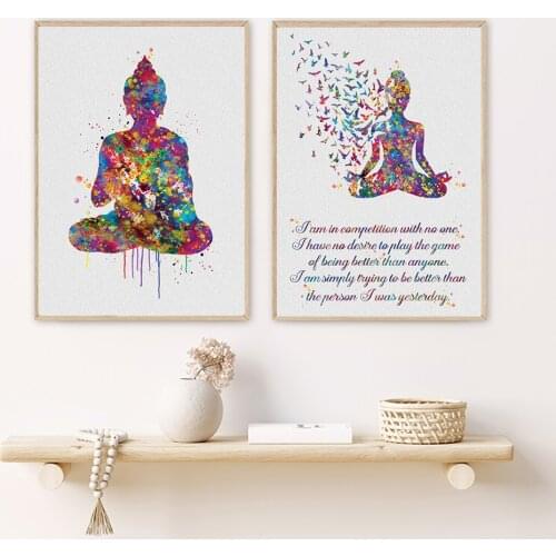 Meditation Canvas Painting Abstract Buddha Yoga Art Motivational Quote Poster Buddhism Prints Poster For Living Room Home Decor