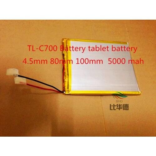 Best battery brand The new TL-C700 Battery 4.5mm 80mm 100mm 3.7v tablet battery 5000 large capacity battery Free shipping