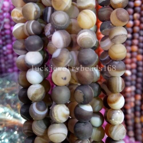 Free Shipping Fashion Jewelry 8mm Beautiful Frost Brown Stripes Carnelian Round Loose Beads 15" FG7108